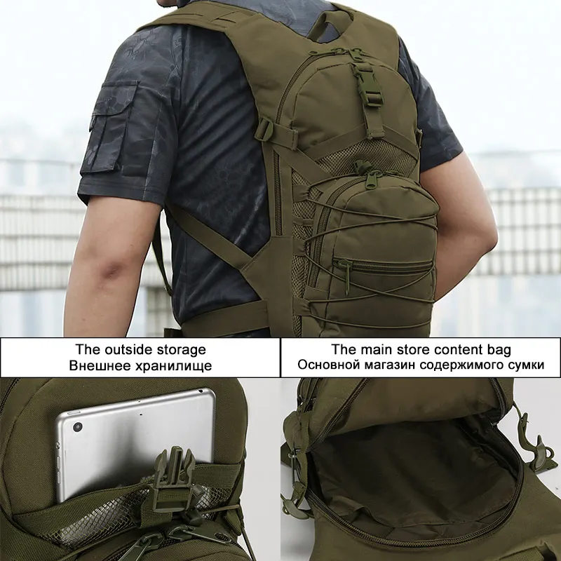 15L Molle zaino tattico 800D Oxford escursionismo zaini per biciclette sport all\'aria aperta ciclismo arrampicata campeggio idratazione borsa da