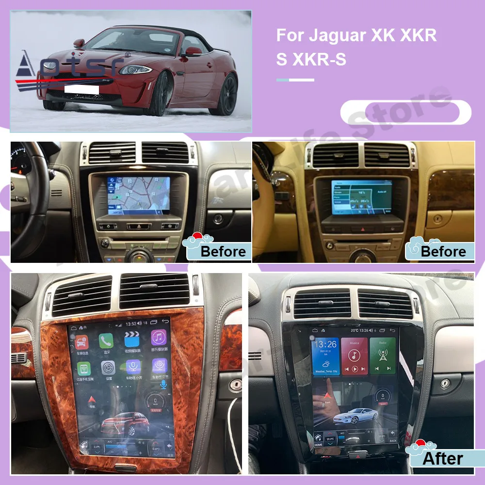 256G Tesa- Screen Android 12 Multimedia Player For Jaguar XK XKR S XKR-S 2007 2008 2009 2010 2011 GPS Navigation Radio Head Unit