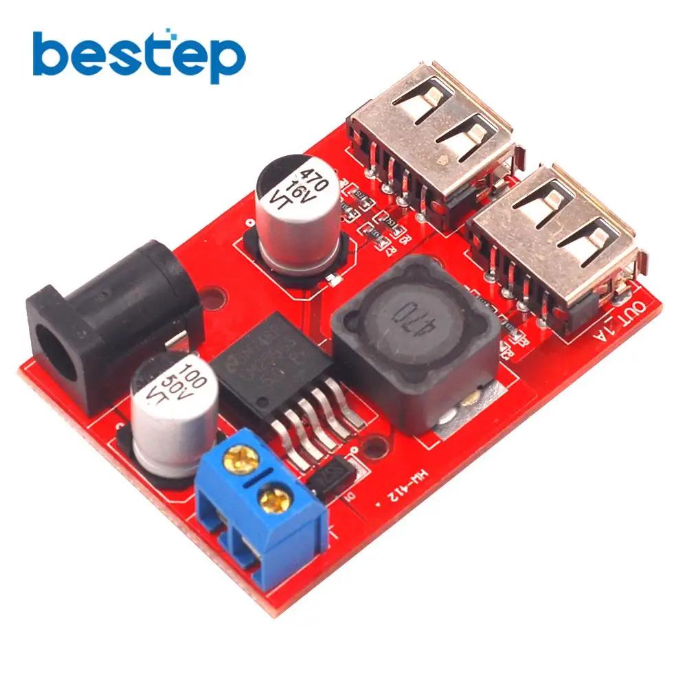 LM2596 LM2596S Dual USB DC-DC 9V 12V 24V 36V to 5V 3A Step Down Buck Converter Board Car Charger Solar Power Supply Module