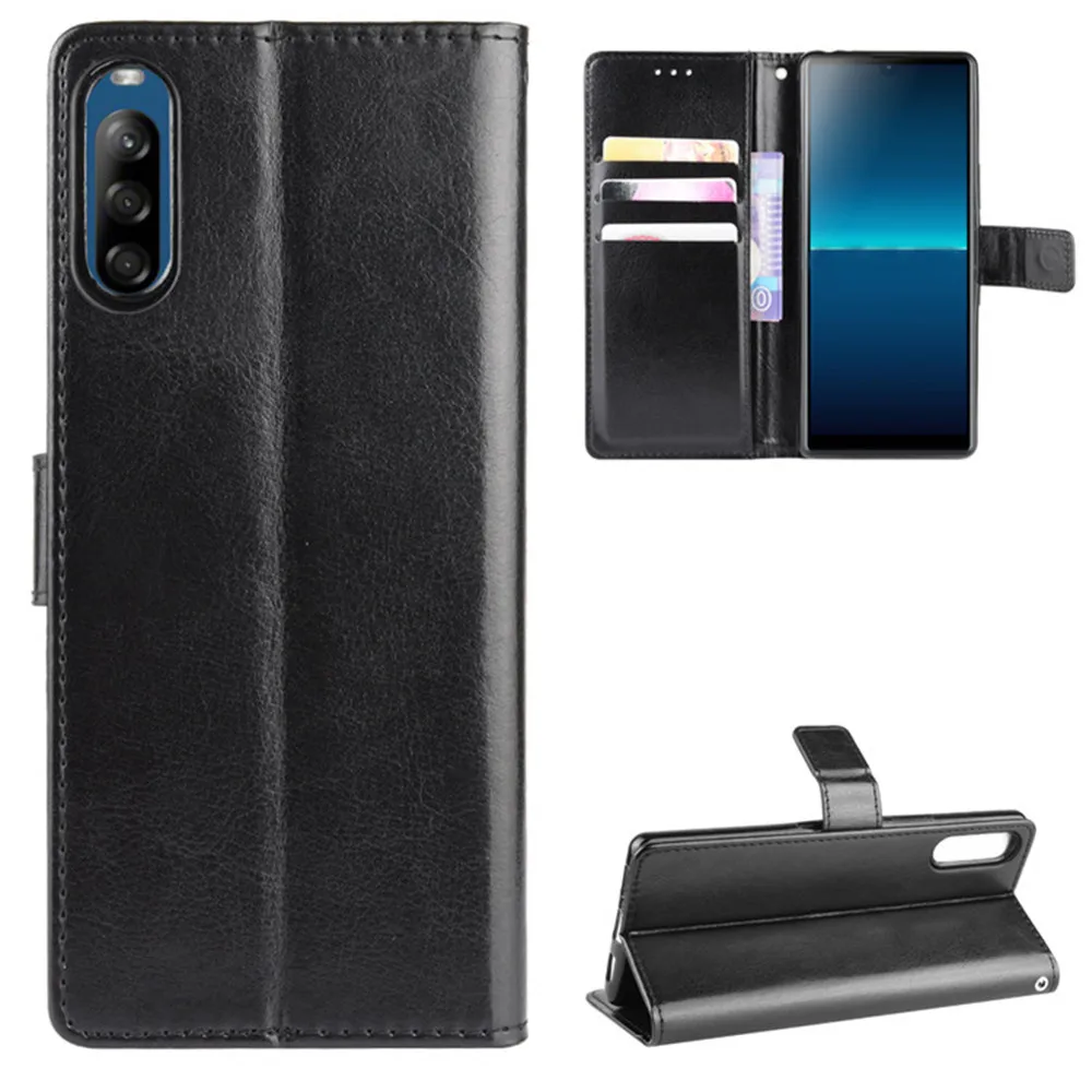 Para sony xperia l4 caso de luxo flip couro do plutônio carteira cordão suporte à prova choque caso para sony l4 l 4 sonyl4 sacos telefone