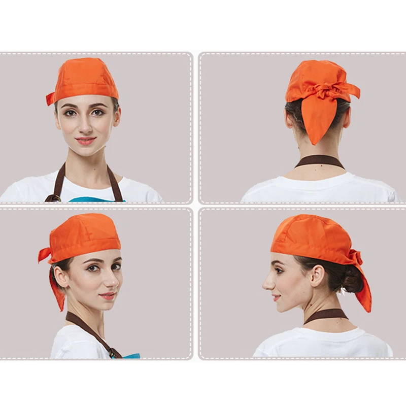 Women's chef Hat high quality hotel kitchen restaurant cap waiters Ribbon Hats for man and woman adjust funky chief hats