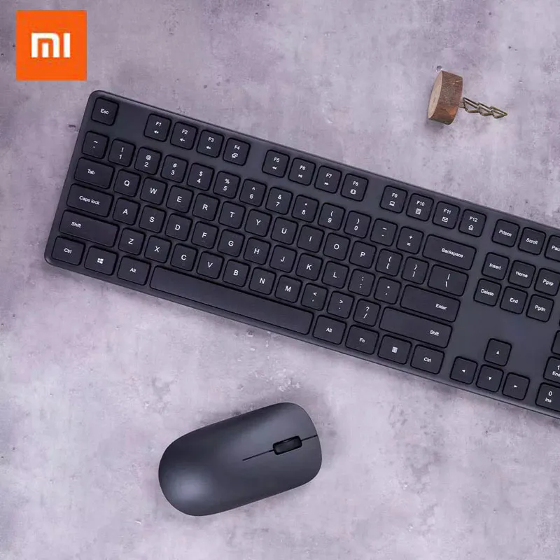Xiaomi คีย์บอร์ดไร้สายและชุดเมาส์สำนักงานไร้สายไร้สาย Multi-Function Shortcut บางเฉียบ Mi โลโก้