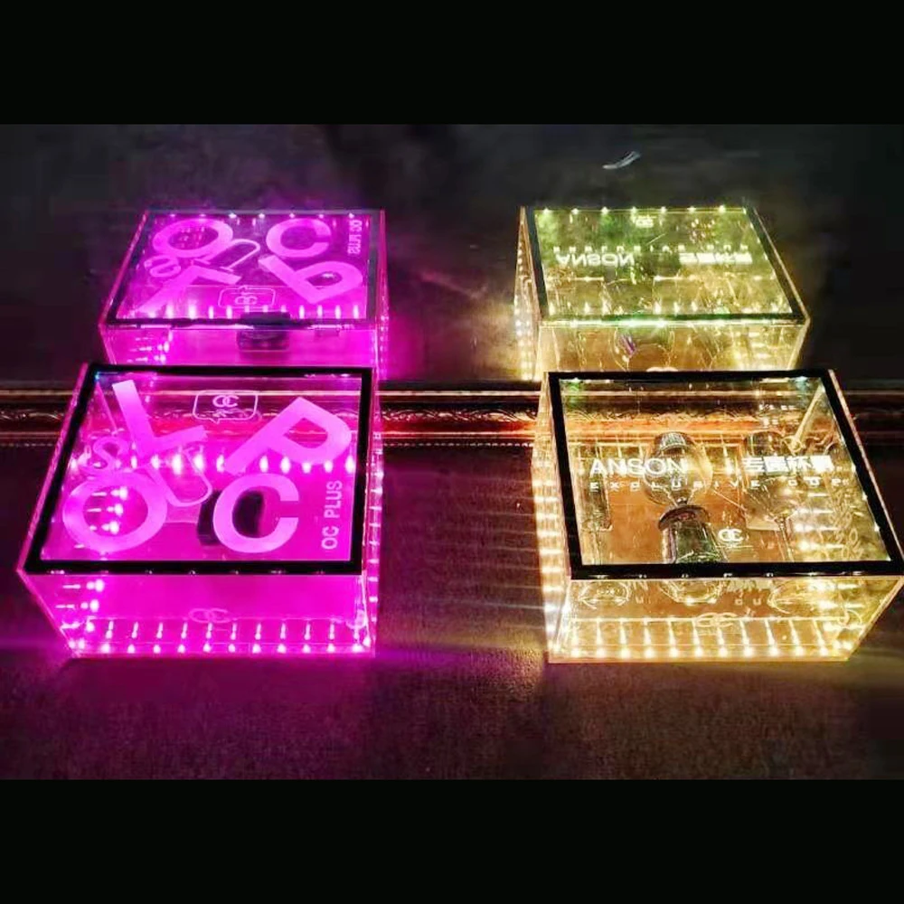 Transparent LED Box With Remote for Wedding Party Disco Bar Dance Celebration Decoration Birthday Diy Gifts Props