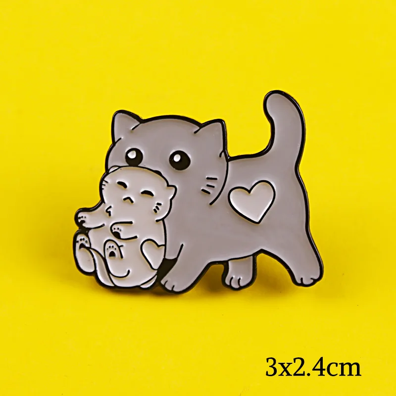 Cute Animal Cartoon Cat Brooch Pin Badge On Clothes Pin Brooch On Lapel Jackets Sweater Enamel Pins Women Children Gift Badges