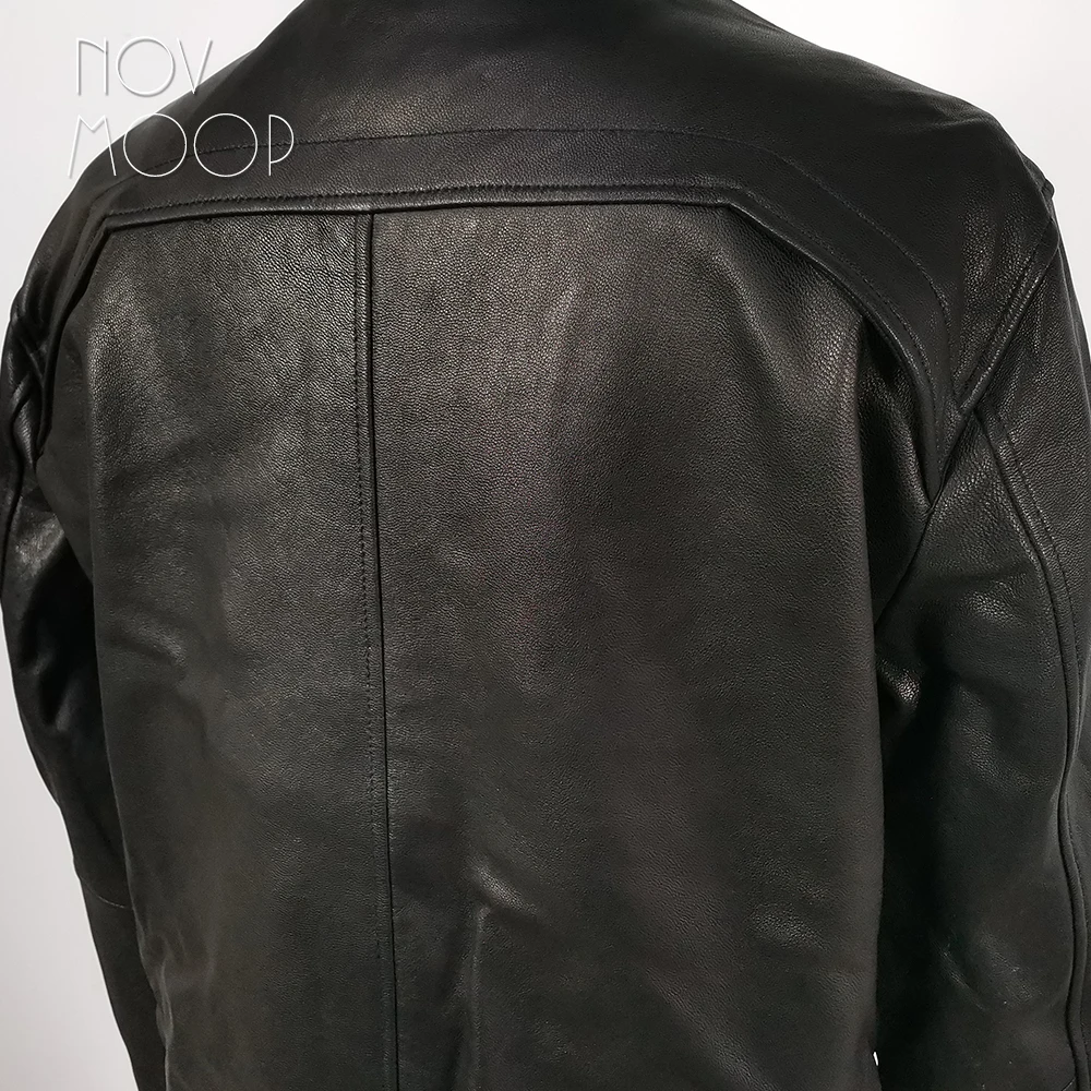 Novmoop ของแท้หนังรถจักรยานยนต์แจ็คเก็ต High End หนาคุณภาพ Sheepskin Last ชิ้น Clearance Liquidation Veste Cuir C3