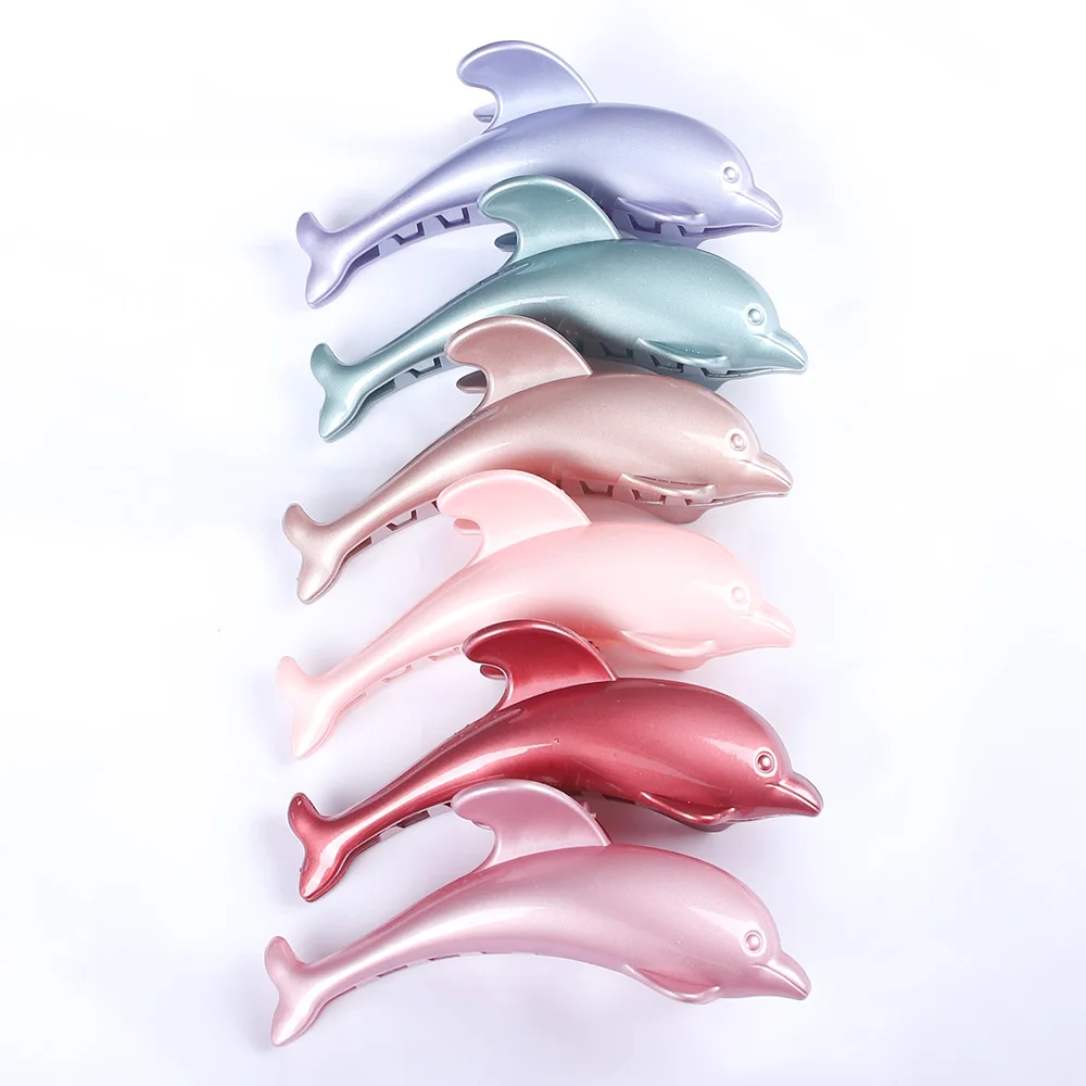 Jepit Rambut Besar Bentuk Lumba-lumba Jepit Rambut Kepiting Plastik Jepit Rambut Wanita Anak Perempuan Jepit Rambut Penjepit Rambut Aksesori Rambut Baru