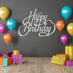 Happy Birthday Lettering Art Word Wall Sticker Vinyl Party Wall Decals Interior Design Home Decor Kids Room Nursery Gift 4654