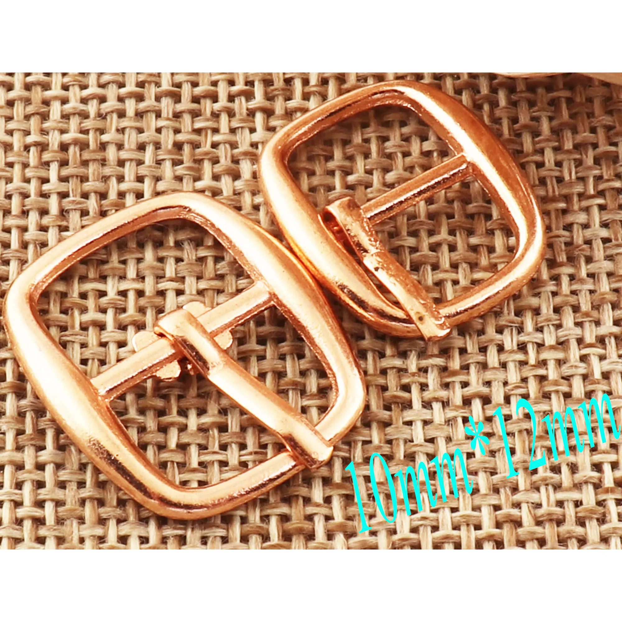 100 Pcs Metal Rose Gold Center Bar Buckle Slide Belt Strap Fasteners Adjuster Purse Shoe Bag Adjustable Buckles 10 mm/12mm