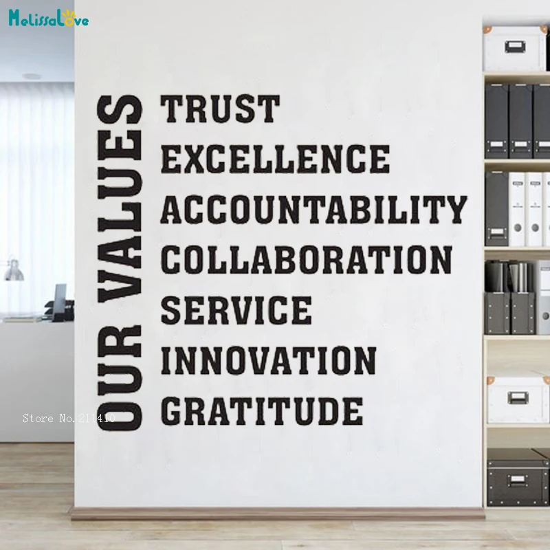 Our Values Office Wall Sticker Trust Excellence Accountability And So On Studio Decoration Removable Decals Art Murals YT2783