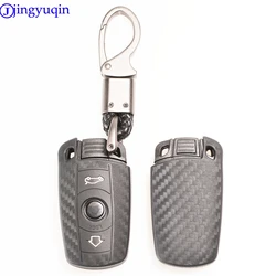 jingyuqin 3 Buttons Carbon Fiber Patten Silicone Car Key For BMW 1 3 5 6 Series E90 E91 E92 E60 Car Key Holder Case Cover