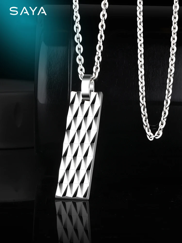 Men Necklace, Light Luxury Trendy Hip-Hop Pendant Tungsten Matching Clothes Original Design Jewelry, Engraving