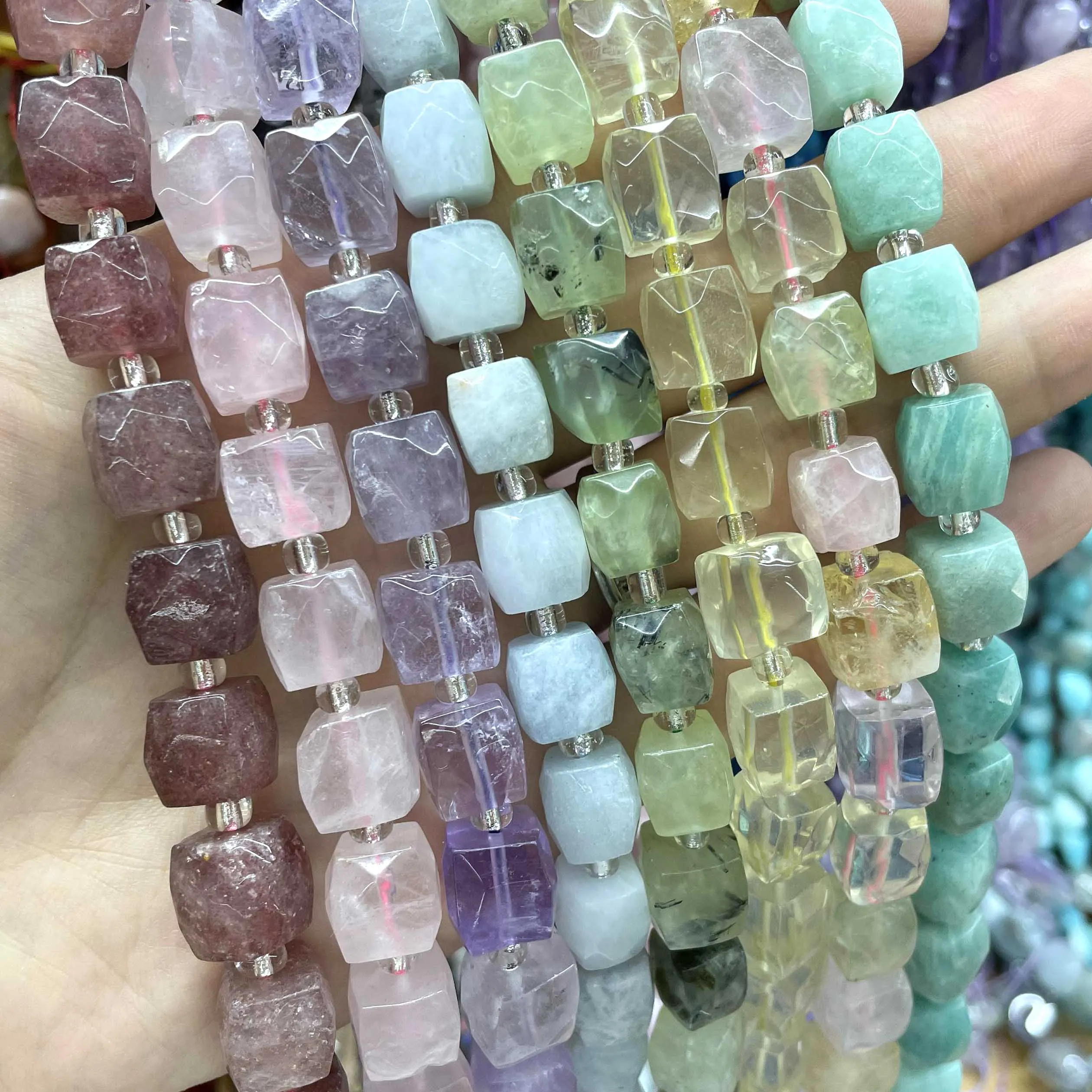 8 10mm Faceted Natural Stone Citrines Amazonite Quartz Jades Aquamarines Spacer Beads For Jewelry Making Diy Necklace Bracelet