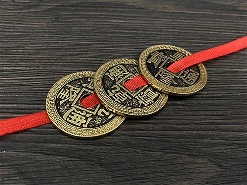 Chinese Coins And Ribbon By Jimmy Fan Magic Tricks - Size 38mm Deluxe Chinese Ancient Coin Set Magic Props Close Up Magic Trick