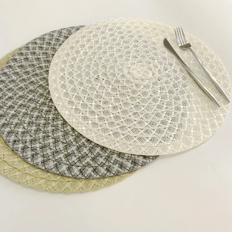 Round weave Placemat fashion PP dining table mat disc pads bowl pad coasters waterproof table cloth pad 38cm diameter