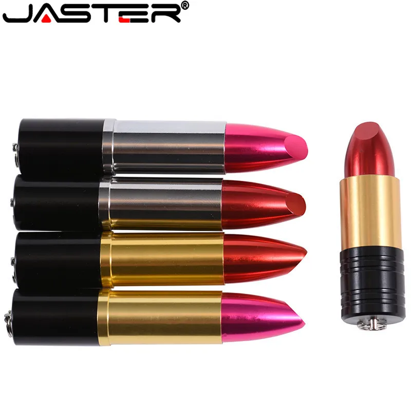 JASTER Lipstick Model USB Flash Drives 128GB Metal Pen Drive 64GB Red Memory Stick Creative Gifts Pendrive 32GB 16GB 8GB 4GB