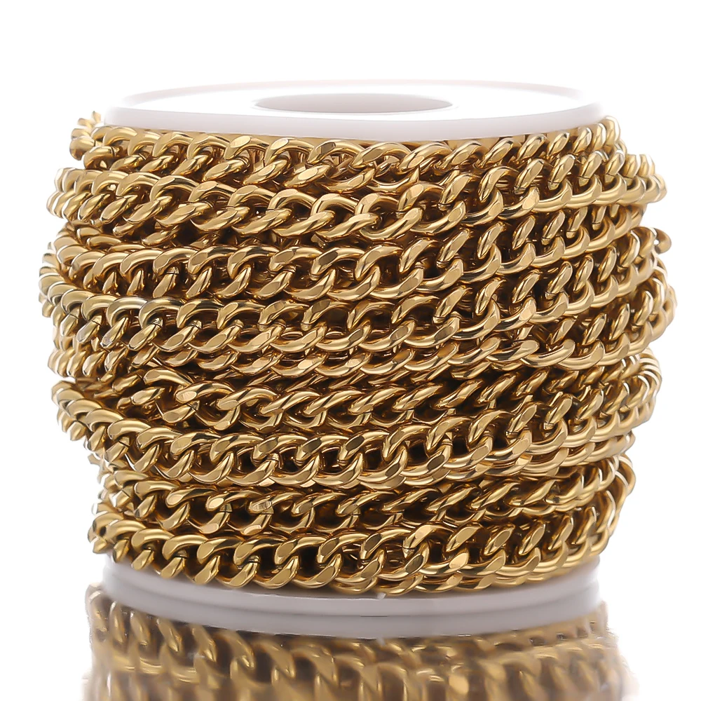1 Meter Edelstahl-Kubanerketten in Großpackung für DIY-Schmuckherstellung, Bastelzubehör, Armbänder, Handgemachte Hip-Hop-Halsketten-Zubehörteile – Detail 6