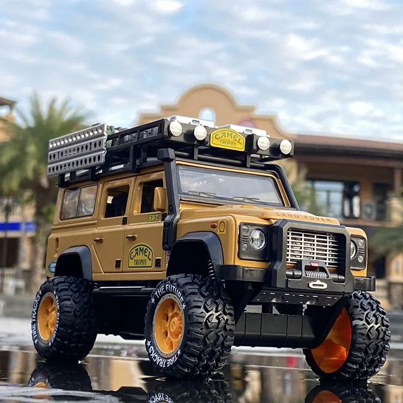 

1:28 Camel Cup Rover Defender Alloy Racing Car Model Diecasts & Toy Metal Off-road Vehicles Model Collection Kids Toy Gifts