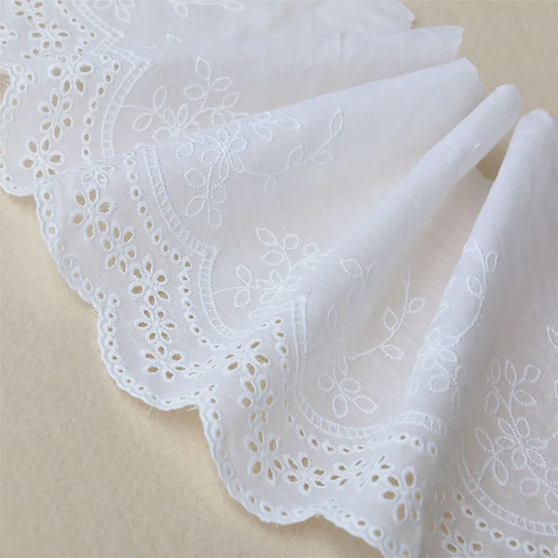 2YARD White cotton lace hand wide material curtain cotton cloth DIY lace accessories 20cm wide