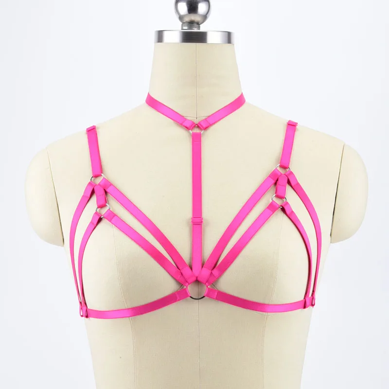 

Women Fetish Body Cage Bra Harness Bra Bondage Gothic Body Harness Lingerie Tops Cage Bra Exotic Bustier Halter Bralette