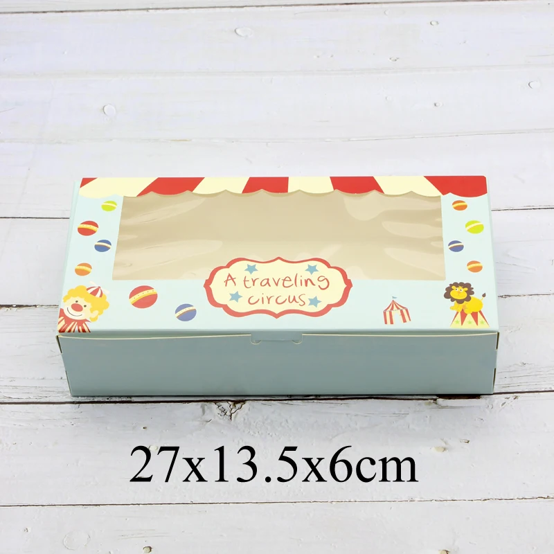 12PCS Gift Box With Window For Kids Birthday Party Candy Cookies Toy Cup Cake Kraft Paper Boxes Packaging Circus Clown Cardboard