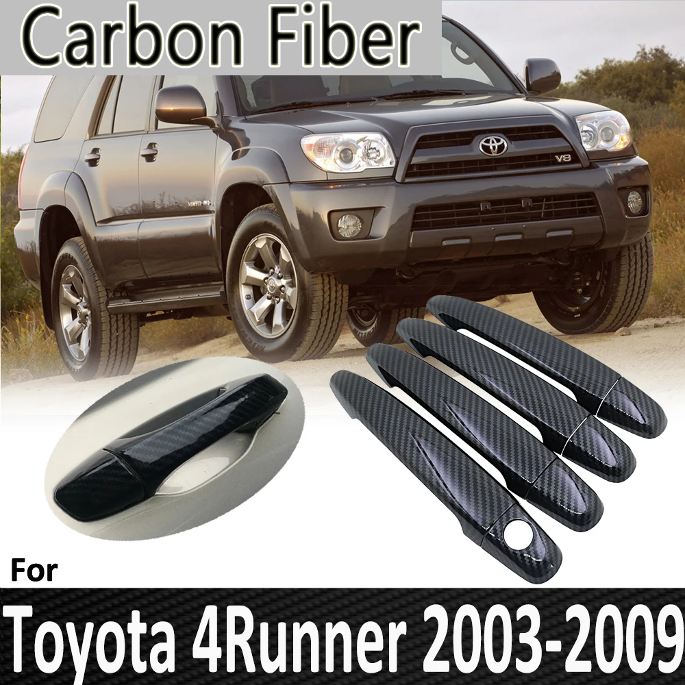 Black Carbon Fiber for Toyota 4Runner Hilux Surf N210 2003 2004 2005 2006 2007 2008 2009 Door Handle Cover  Car Accessories