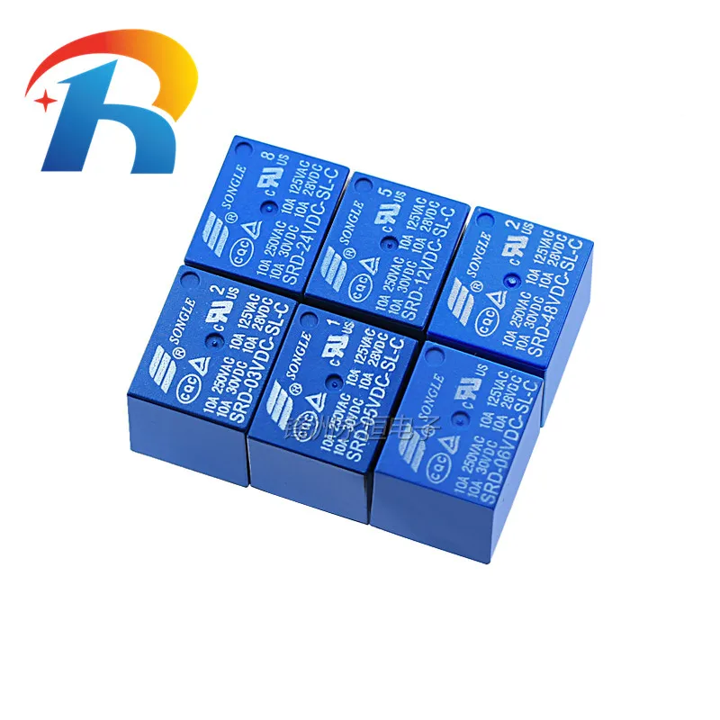 5PCS/lot 4pin 5pin Relays SRD-05VDC-SL-A SRD-12VDC-SL-A SRD-24VDC-SL-A SRD-48VDC-SL-A 05V 12V 24V 48V