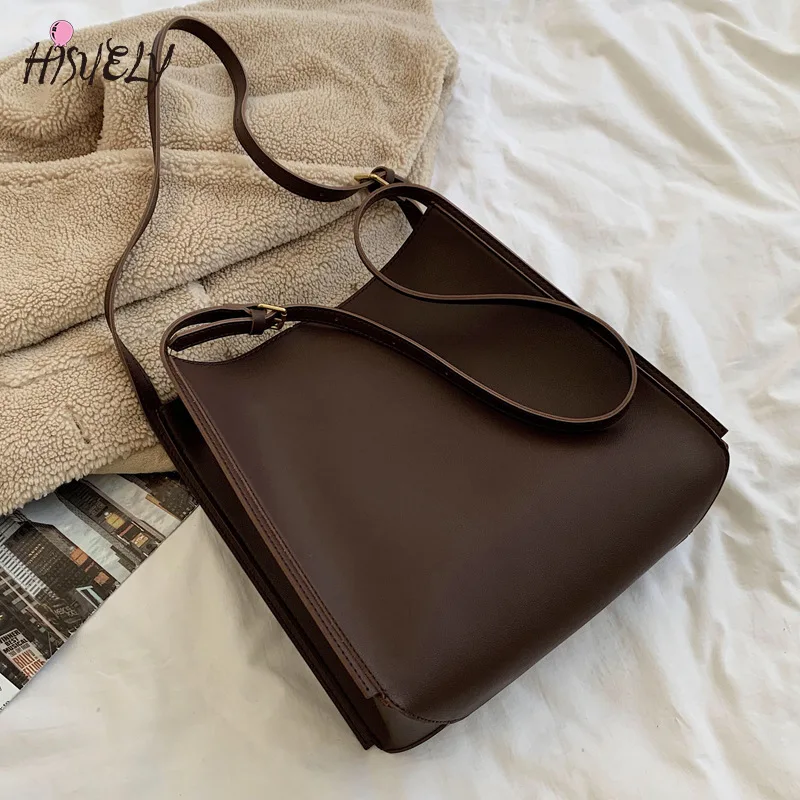 2024 New Fashion Brown Women Pu Leather Handbag Tote Ladies Casual Bag Shoulder Bag Large Capacity Female Message Bag