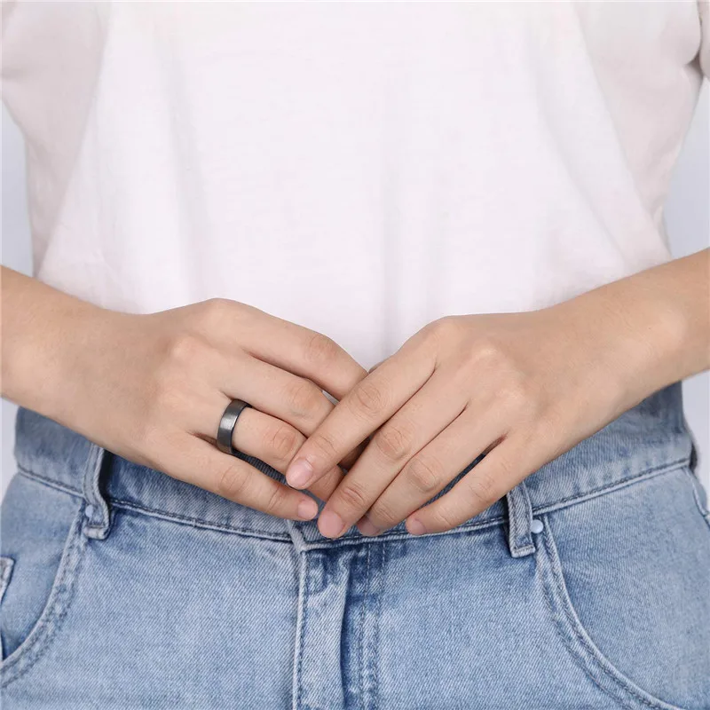 Tigrade Gebürsteter Wolframring in Silber/Schwarz/Blau/Roségold Zweifarbiger Damenring 6mm Weiblicher Ehering für Männer und Frauen Anel – Detail 8