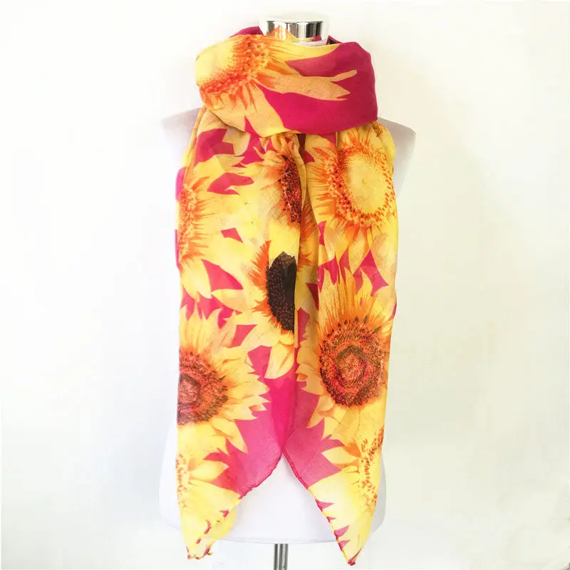 Women Spring Summer Thin Flower Scarf Literature viscose Scarf Female Sunscreen Shawl