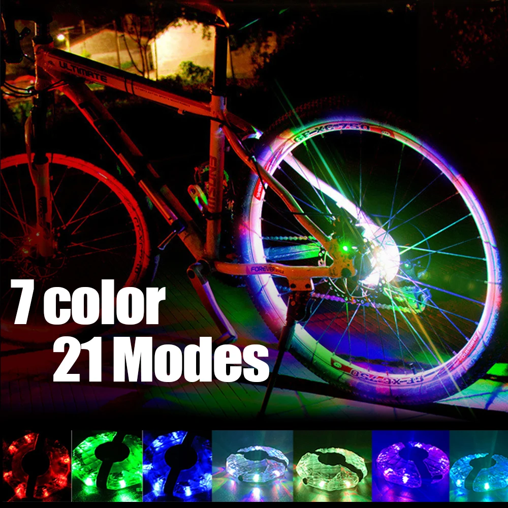 

7 Color 21 Modes Colorful LED Bicycle Wheel Light USB Rechargeable Bike Front Tail Hub Spoke Lamp with Kids Balance Bike Lights