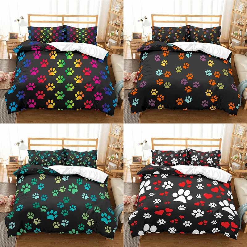 

Home Textile Luxury 3D Dog Paw Print 2/3Pcs Comfortable Duvet Cover Pillowcase Bedding Sets Queen and King EU/US/AU Size