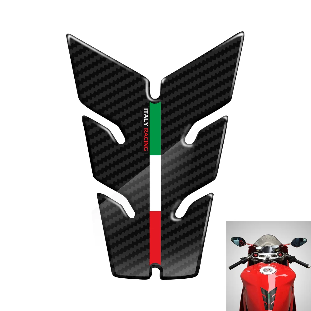 

3D Carbon-look Motorcycle Tank Pad Protector Italy Racing Small Tankpad Case for Aprilia Ducati Panigale Benelli Etc