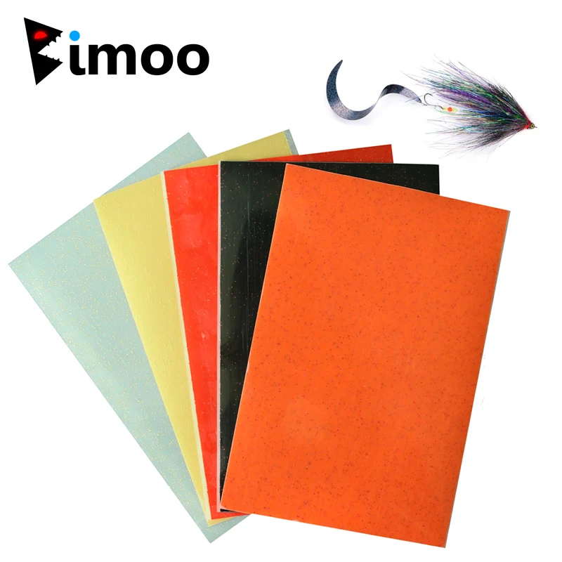 Bimoo 2pcs 12X20cm Soft Fly Tying Silicone Film Wiggle Tail Making for Pike Bass Perch Large Trout Fishing Lures Materials 0.3mm