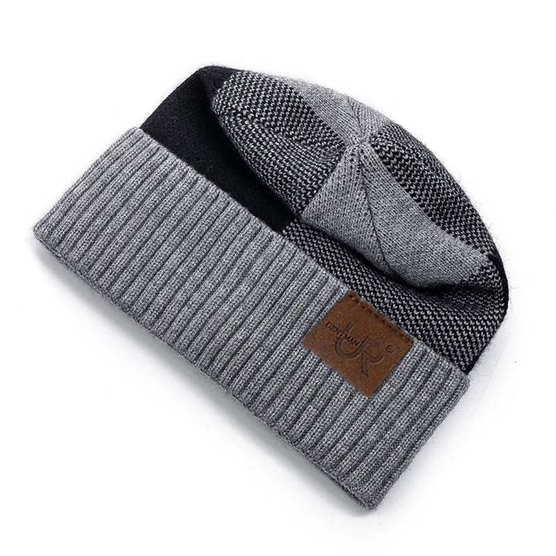 New Unisex Winter Hat Add Fleece Warm Cap Lattice Stitching Soft Beanie Hat For Men Women Outdoor Thicken Ski Sports Knitted Hat