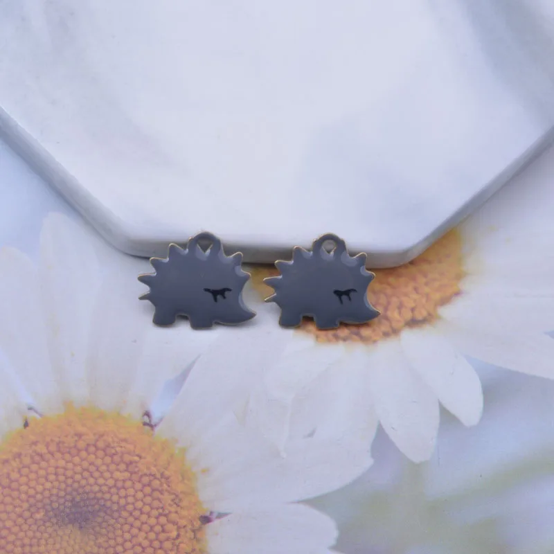 30 Stück 16*13mm Kupfer Niedliche Tiere Beidseitig Emaillierte Igel-Anhänger DIY Ohrring-Anhänger – Detail 5