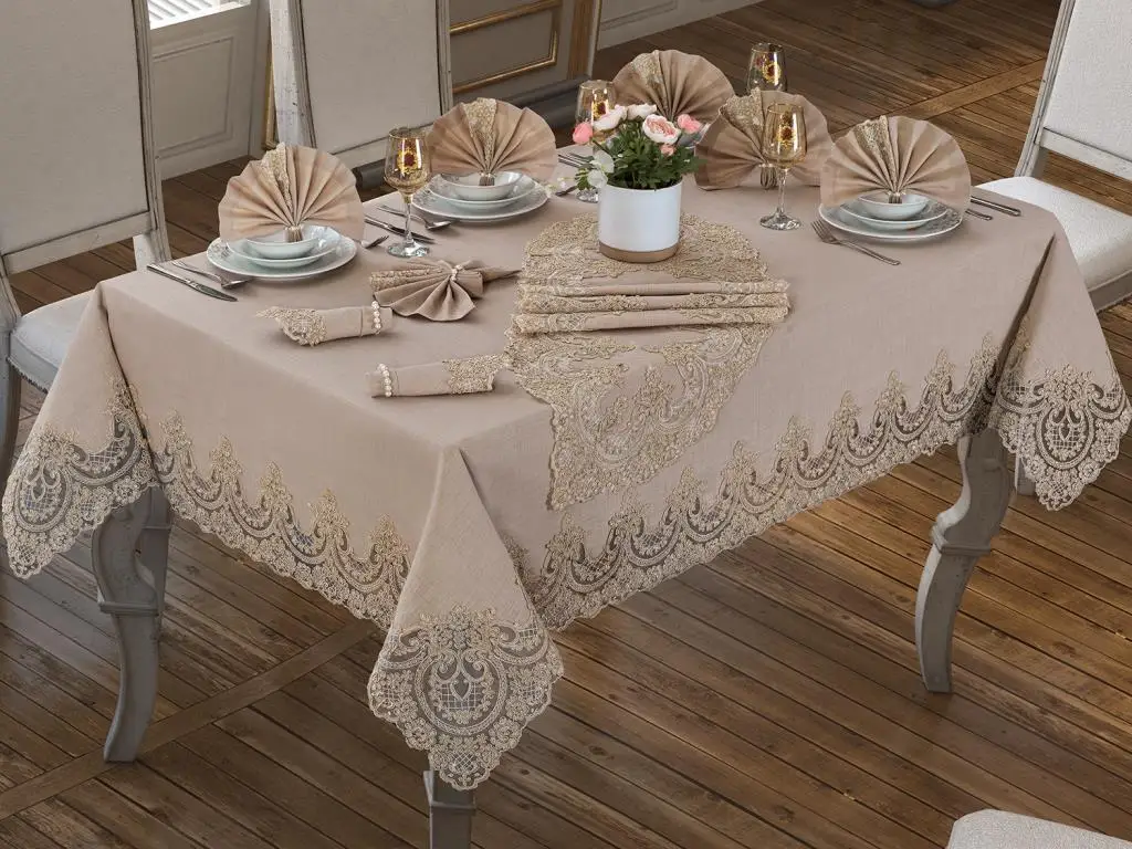 Lisa Table Cover Set 18 Piece Cappucino