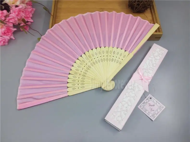 

200pcs Wedding Silk Hand Fan Customized Printing Bamboo Cloth Fold Fan With Gift Box+Personalized Text+DHL Free Shipping