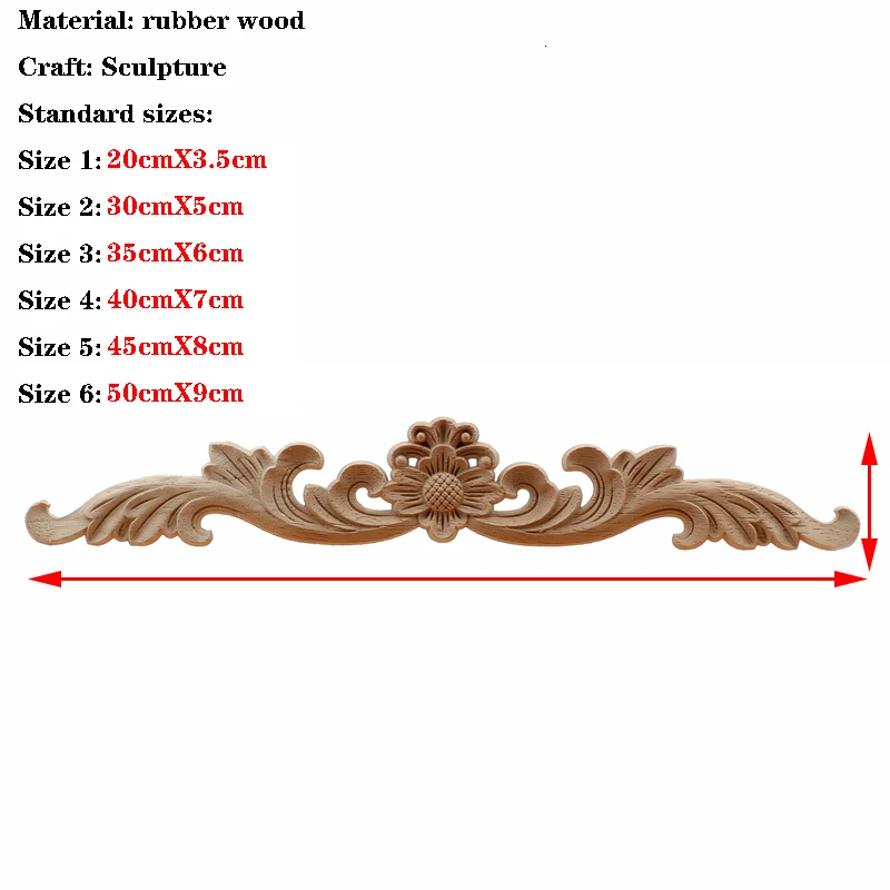 RUNBAZEF intaglio del legno europeo casa all'ingrosso multi-specifica armadi per porte decorazione Applique in legno decalcomanie lunghe naturali