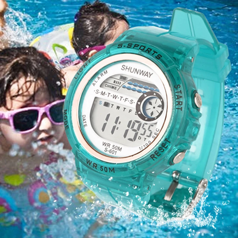 Reloj Digital deportivo UTHAI CE28 para niños, reloj de natación resistente al agua hasta 50m para niñas y niños, JELLY LED luminoso electrónico para niños 2020