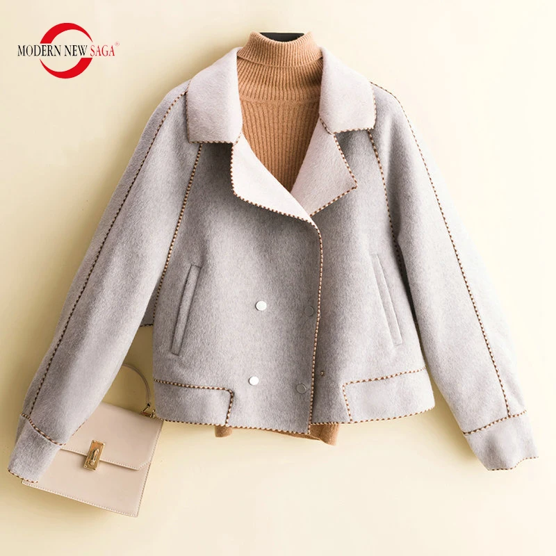 

MODERN NEW SAGA Wool Jacket Women 100% Merino Wool Autumn Wool Blends Jacket Winter Wool Coat Korean Fashion Fall Jackets Female