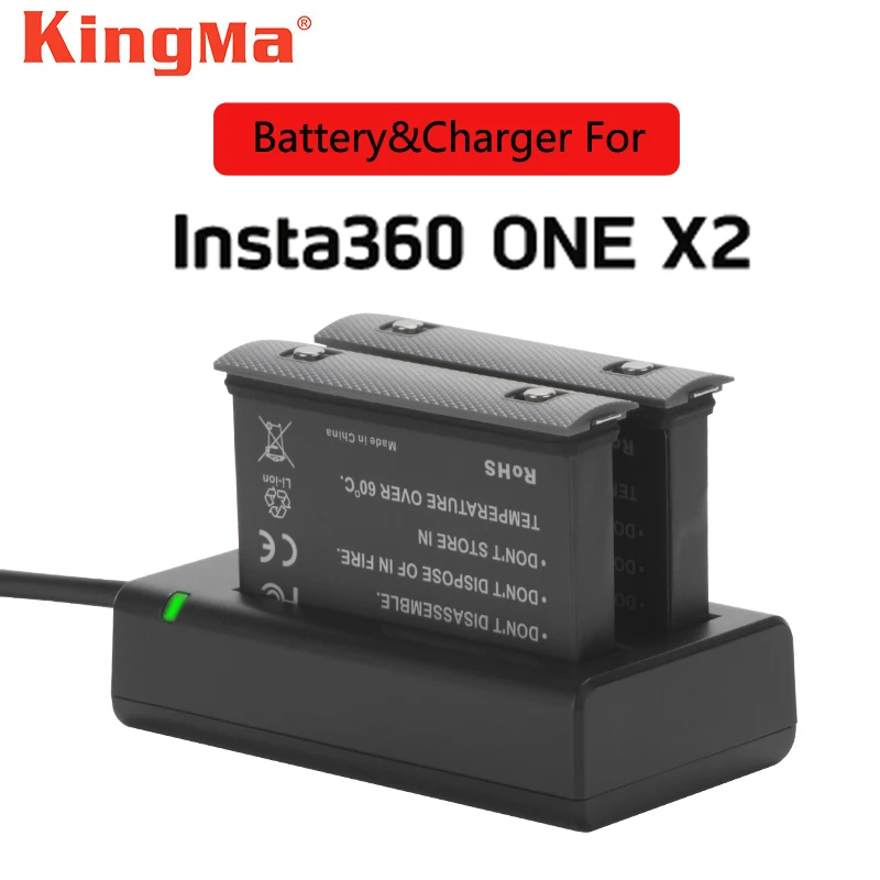 

2Pcs Original KingMa 1630mAh Battery & Fast Charger Hub Kits For Insta360 ONE X2 Accessories