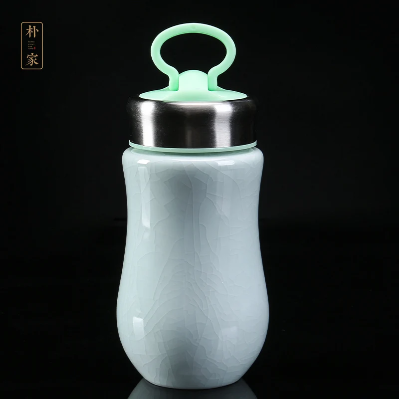 |carrying your kiln kiln jade green glaze ceramic cups with cover portable large capacity domestic office ceramic cups