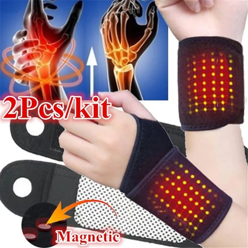 1Pair Health Care Tourmaline Self-Heating Wrist Brace Band Support Far Infrared Magnetic Therapy Pads Braces