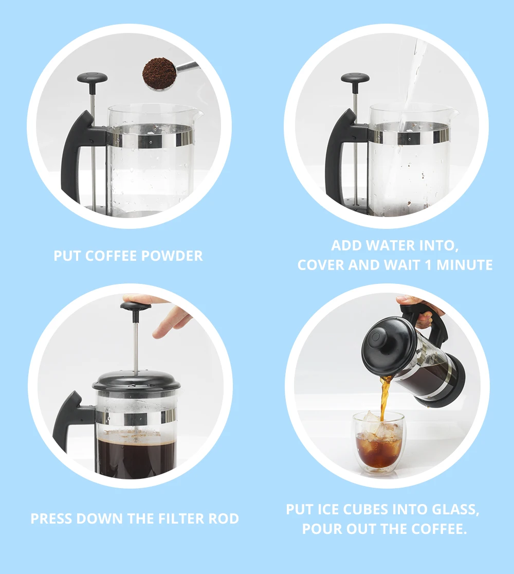 1000ML/600ML Französisch Presse Kaffeemaschine Hohe Borosilikatglas Haus Kaffee Brewer Milch Schaum Aufschäumer Barista tee Maker – Detail 9