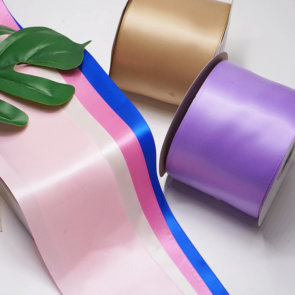 Topribbon 100% Polyester Double Side 100MM Satin Ribbon 4 Inch Width Double Face High Quality  Bows Making