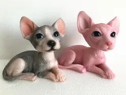 스핑크스 고양이 스핑크스 캐나다 헤어리스 자동차 장난감, 흔들리는 머리, 남성용 책상 장식, 가정용 애완 동물 모델 피규어 장식 수지