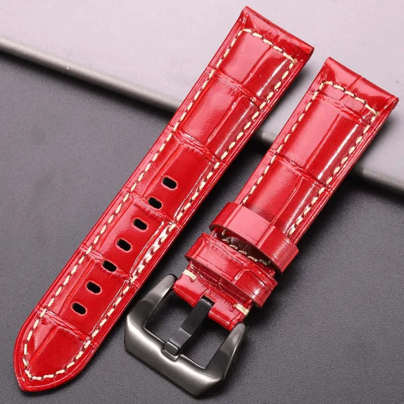 7 Farben Echtleder-Uhrenarmbänder für Panerai-Uhrenarmband 20 mm 22 mm 24 mm dicker Gürtelzubehör