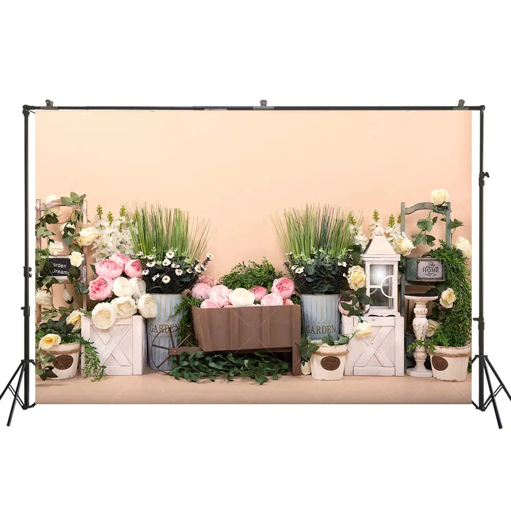 

Baby Girl Toddler Photography Background Cake Smash Easter Spring Garden Photoshoots Backdrop White Pink Roses Studio Background