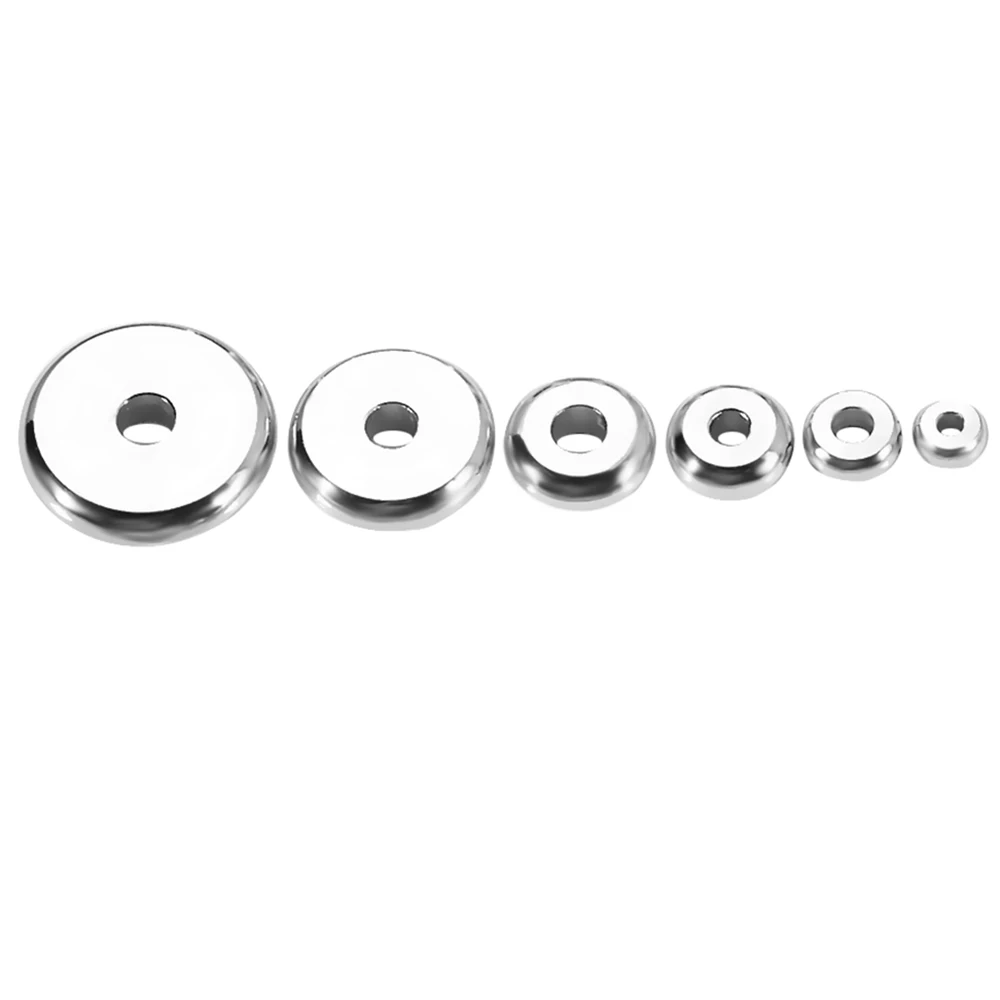 Wholesale 50pcs/lot 3mm-10mm Stainless Steel Flat Round Bead Loose Spacer Beads for DIY Jewelry Making Accessories