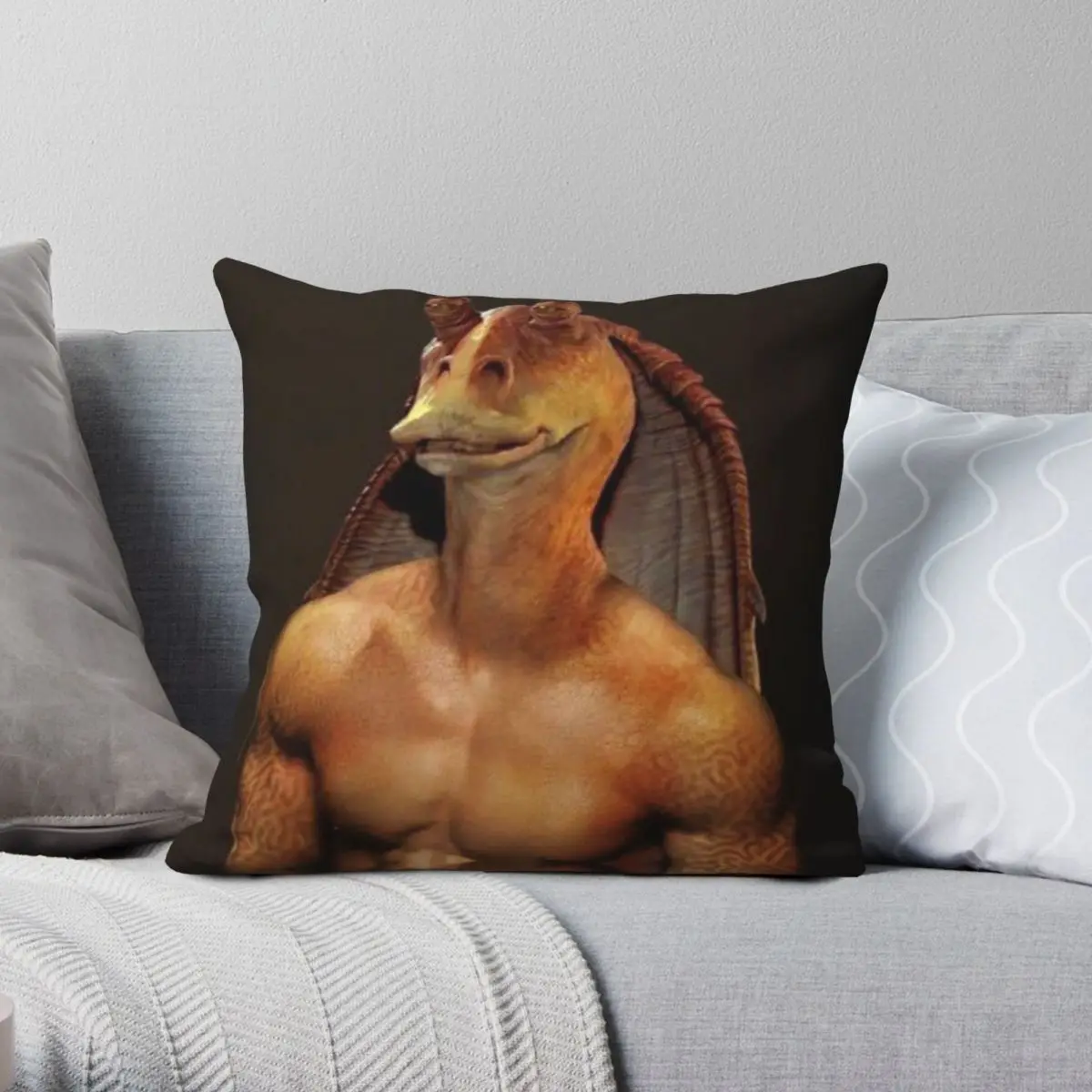 BUFF Jar Jar Binks Square Pillowcase Polyester Linen Velvet Pattern Zip Decor Throw Pillow Case Car Cushion Case 45x45